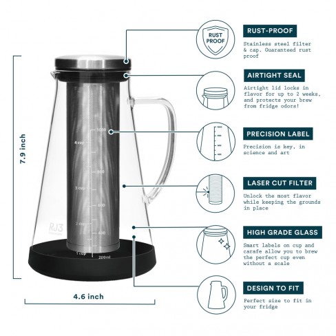 Ovalware RJ3 Cold Brew Maker Tea/Coffee 1.5L