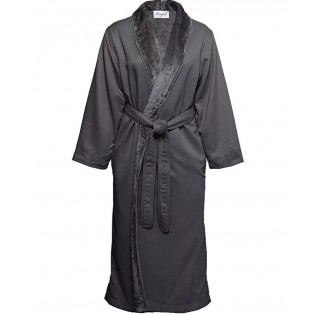 Mansfield Microfiber Shimmer Lined Robe Charcoal Black Size Large/XL